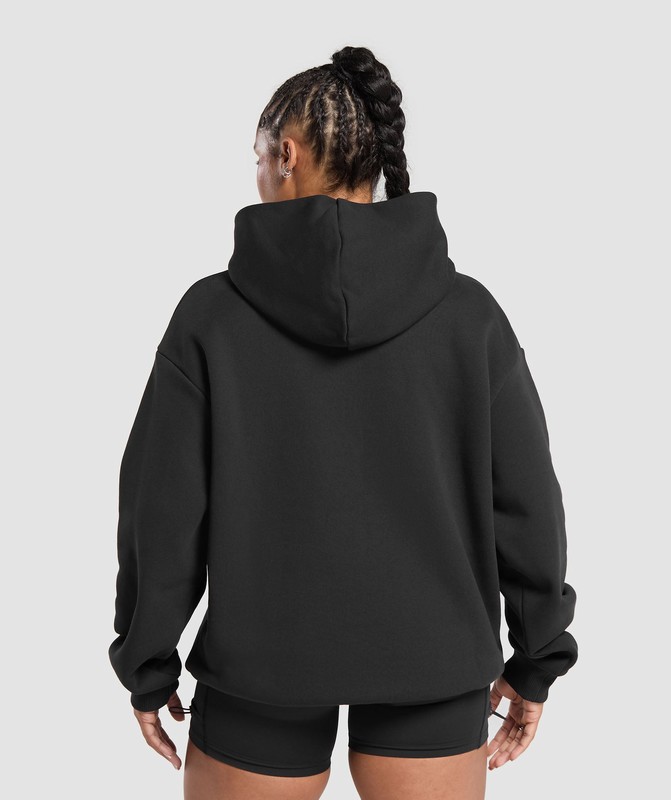 Gymshark Embroidered Logo Oversized Hoodie Hoodie Dames Zwart | KDXL27890