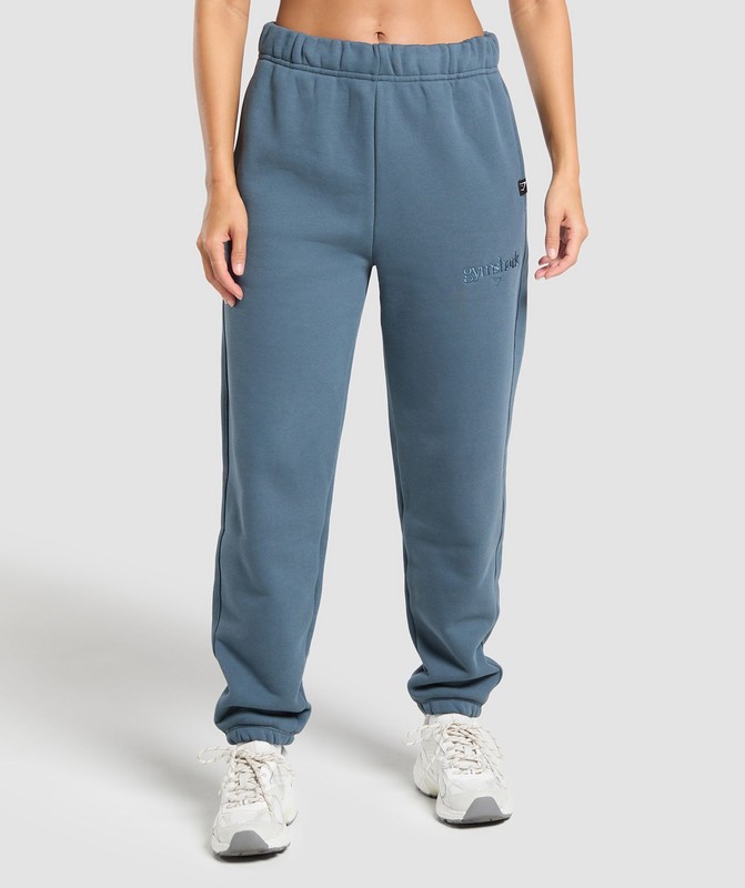 Gymshark Embroidered Logo Oversized Joggers Joggingbroek Dames Blauw | XOGB52763