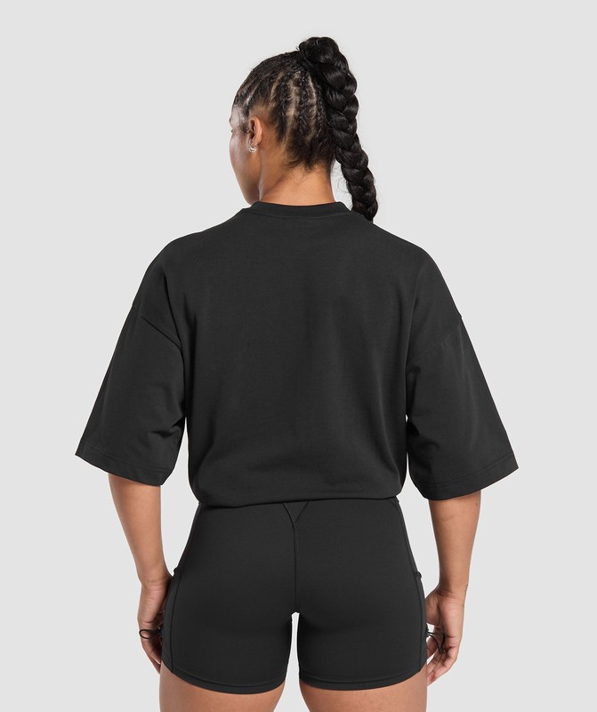 Gymshark Embroidered Logo Oversized T-Shirt T-Shirt Dames Zwart | FEIJ35241