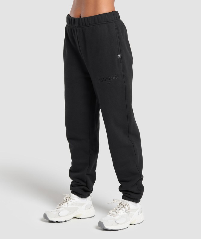 Gymshark Embroidered Oversized Jogger Joggingbroek Dames Zwart | JKNA39624