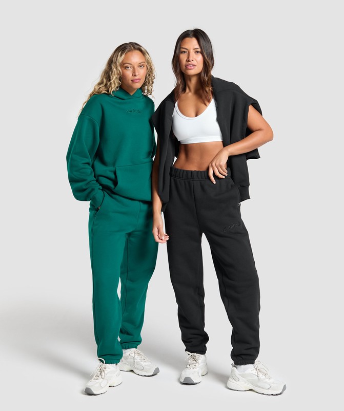 Gymshark Embroidered Oversized Jogger Joggingbroek Dames Zwart | JKNA39624