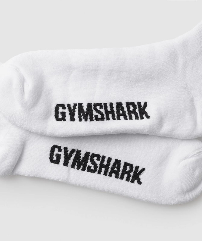 Gymshark Embroidered Terry Single Socks Sokken Heren Wit | WXTD72053
