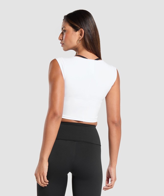 Gymshark Everyday Cap Sleeve Crop Top Crop Top Dames Wit | PEQJ89047