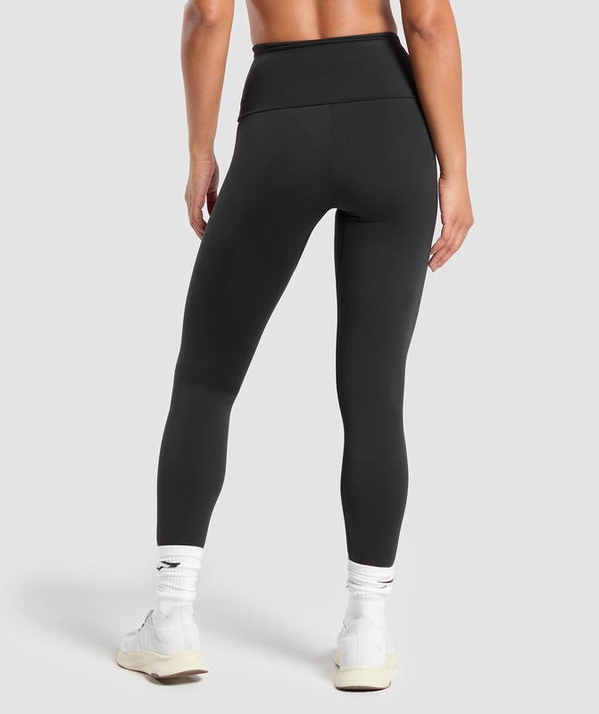Gymshark Everyday Foldover Leggings Leggings Dames Zwart | FZIQ65132