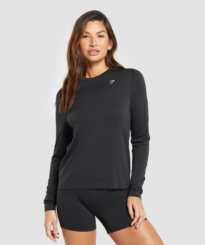 Gymshark Everyday Seamless Long Sleeve Top Top Dames Zwart | NUHZ13745
