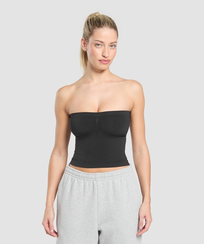 Gymshark Everyday Seamless Midi Tube Top Top Dames Zwart | JOAV06981
