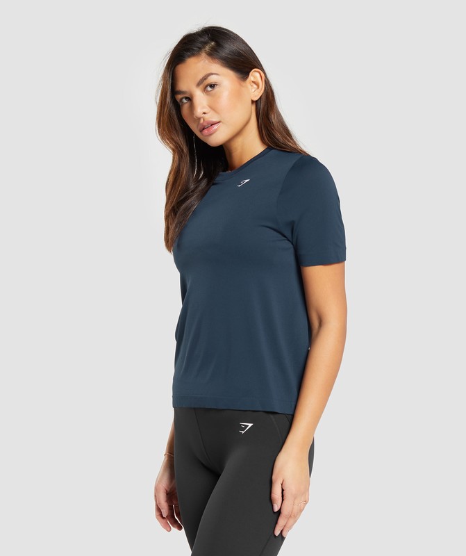 Gymshark Everyday Seamless T-Shirt T-Shirt Dames Donkerblauw | GKJN56281