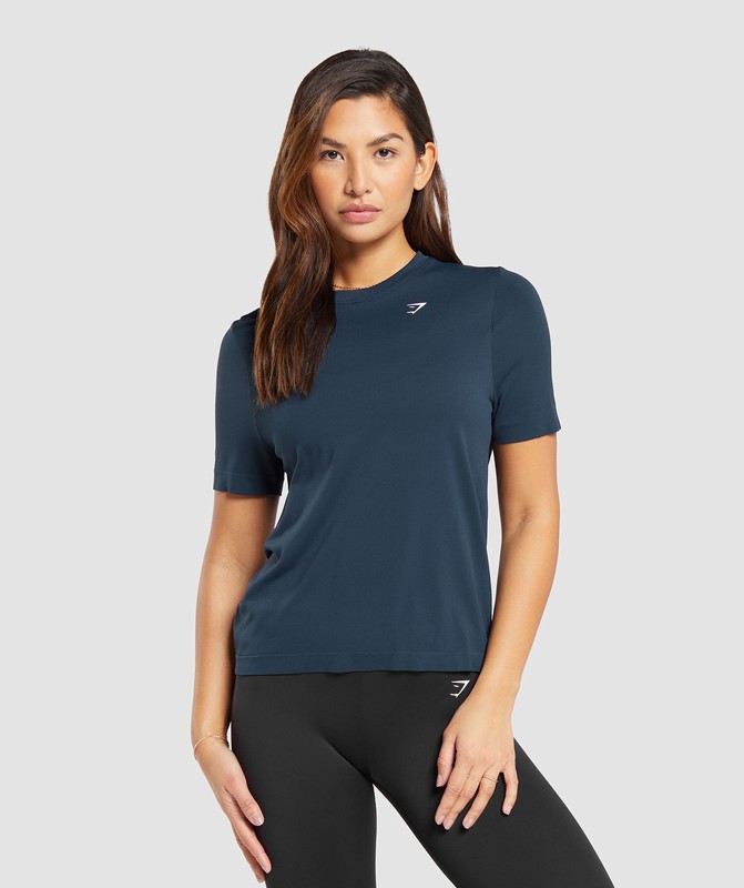 Gymshark Everyday Seamless T-Shirt T-Shirt Dames Donkerblauw | GKJN56281