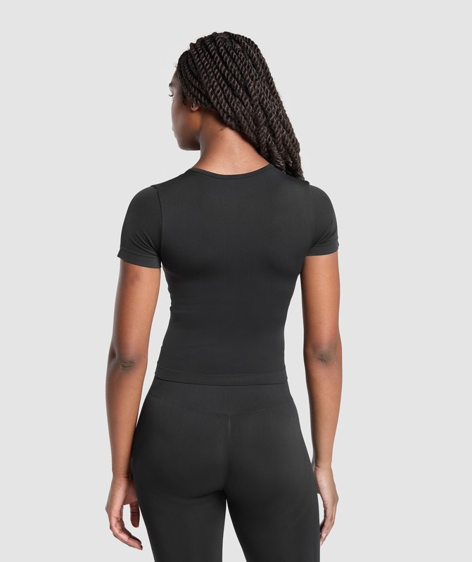 Gymshark Everyday Seamless Tight Fit Crew Neck Tee T-Shirt Dames Zwart | ZUMH85023