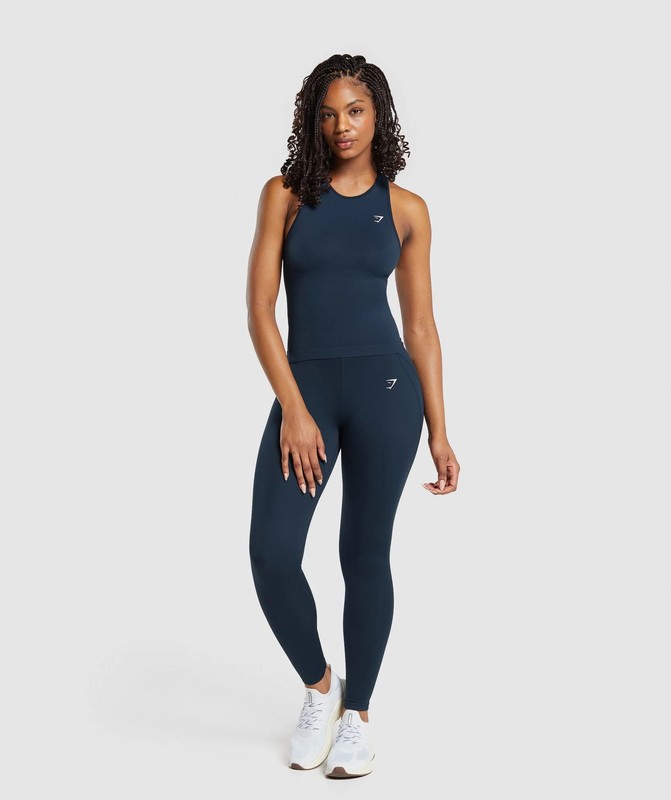 Gymshark Everyday Seamless Tight Fit Tank Tanktop Dames Donkerblauw | KFGJ73948