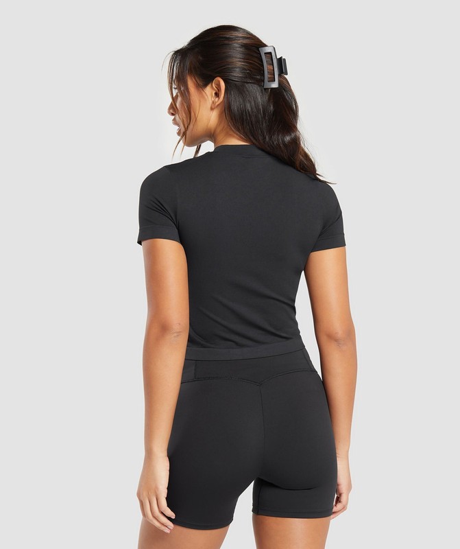 Gymshark Everyday Seamless Tight Fit Tee T-Shirt Dames Zwart | ROHV34751