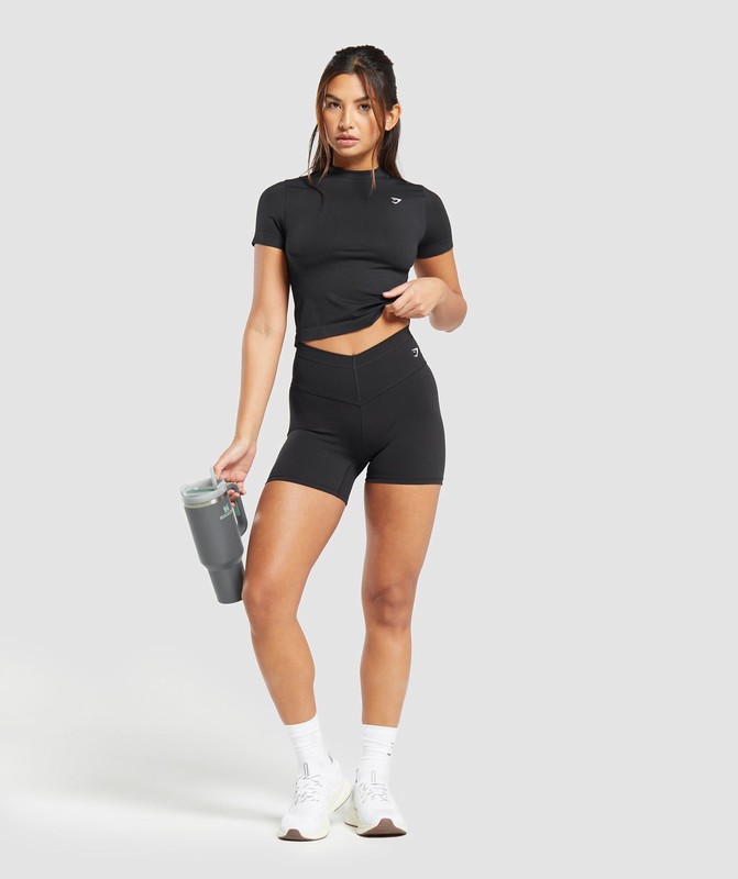 Gymshark Everyday Seamless Tight Fit Tee T-Shirt Dames Zwart | ROHV34751