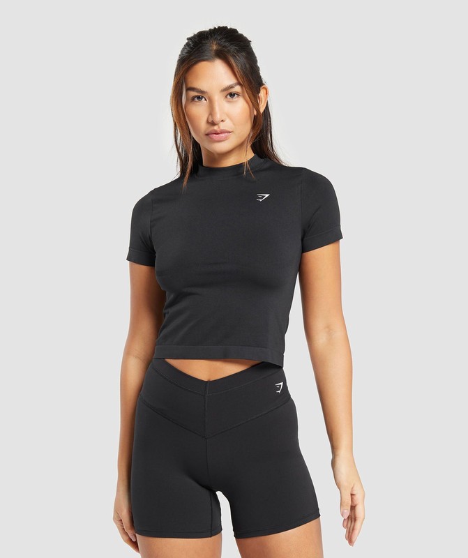 Gymshark Everyday Seamless Tight Fit Tee T-Shirt Dames Zwart | ROHV34751