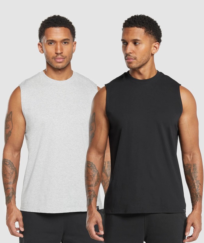 Gymshark Everyday Tank 2 Pack Tanktop Heren Zwart Lichtgrijs | NQSO92713