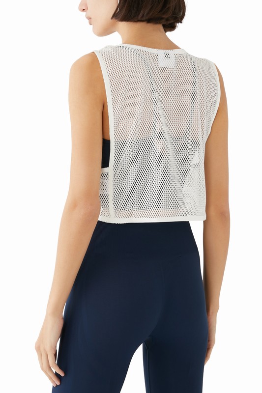 Gymshark Everywear Cropped Mesh Tank Tanktop Dames Wit | GWCZ02159
