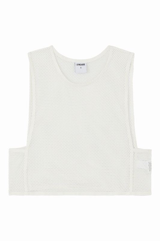 Gymshark Everywear Cropped Mesh Tank Tanktop Dames Wit | GWCZ02159