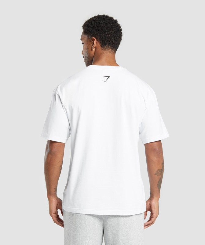 Gymshark Falcon Lifting Oversized Graphic T-Shirt T-Shirt Heren Wit | NKWU67934