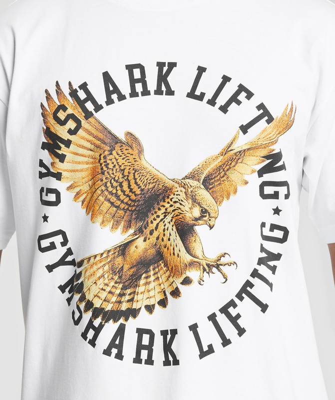 Gymshark Falcon Lifting Oversized Graphic T-Shirt T-Shirt Heren Wit | NKWU67934
