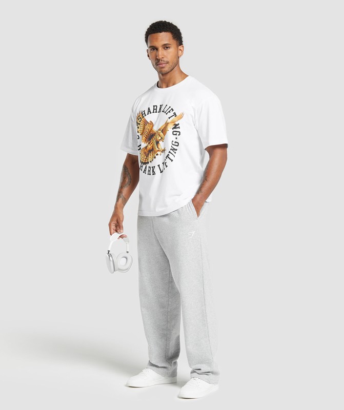 Gymshark Falcon Lifting Oversized Graphic T-Shirt T-Shirt Heren Wit | NKWU67934