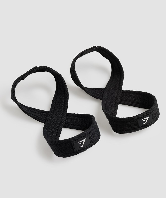 Gymshark Figure 8 Lifting Straps Lifting Straps Dames Zwart | FAER60587