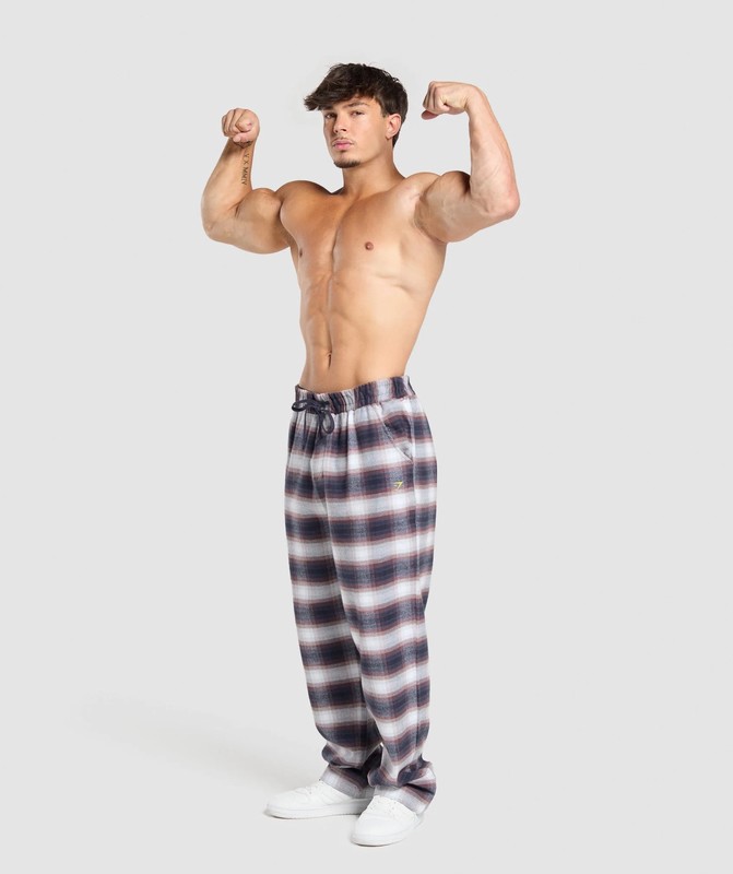 Gymshark Flannel Pants Broek Heren Blauw | MXND38620