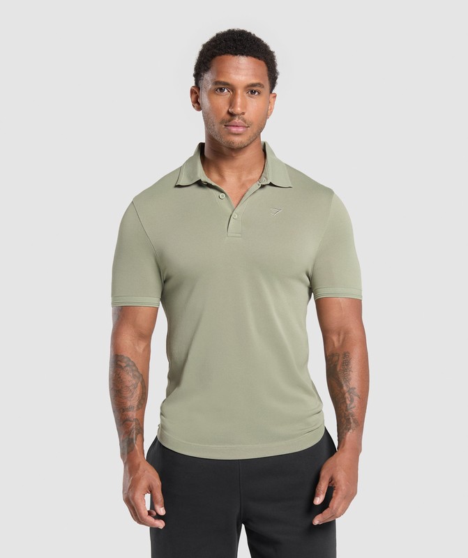 Gymshark Flat Knit Polo Shirt Poloshirt Heren Groen | POLF83450