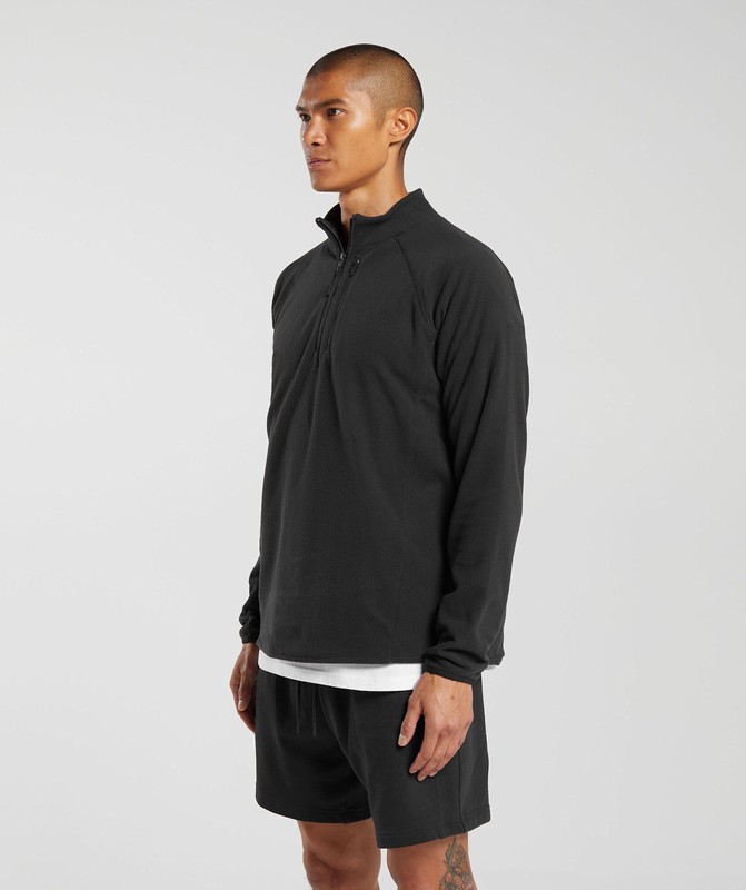 Gymshark Fleece 1/4 Zip Pullover Heren Zwart | WUSX63478
