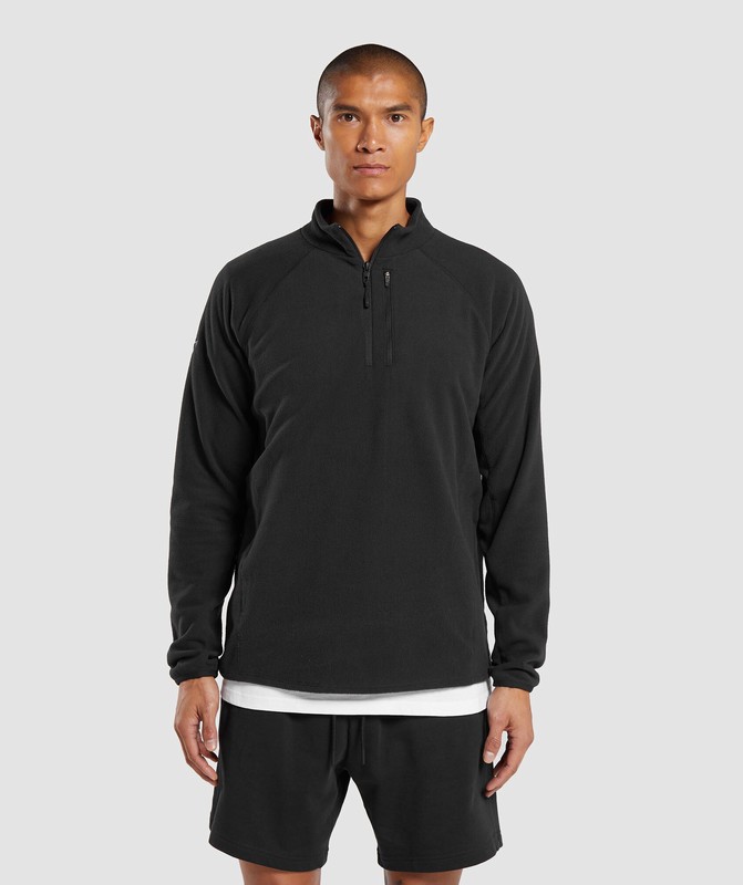 Gymshark Fleece 1/4 Zip Pullover Heren Zwart | WUSX63478