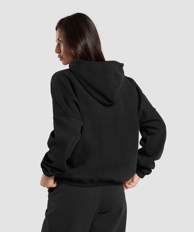 Gymshark Fleece Oversized Hoodie Hoodie Dames Zwart | SVHD14358