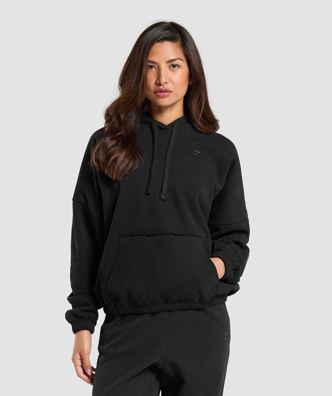 Gymshark Fleece Oversized Hoodie Hoodie Dames Zwart | SVHD14358