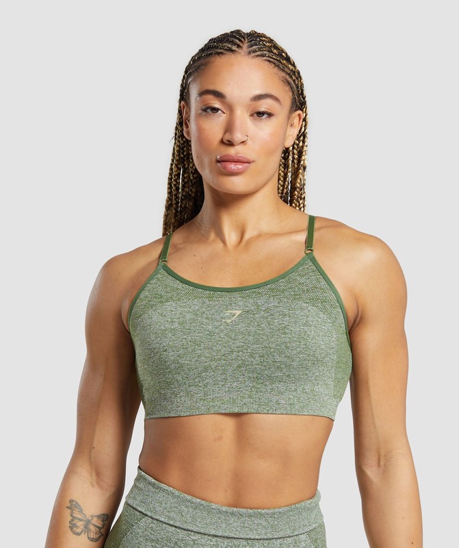 Gymshark Flex Strappy Sports Bra Sport BH Dames Groen Beige | FQPK60375