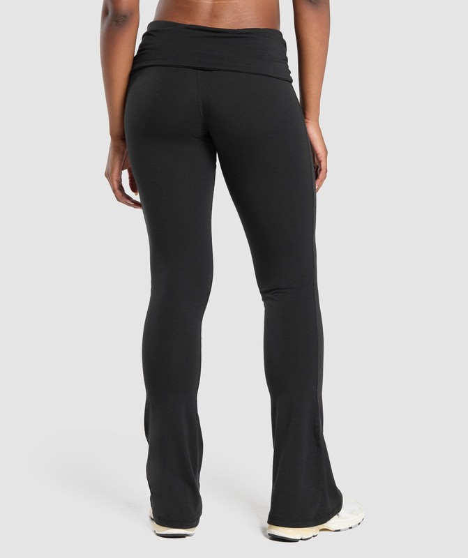 Gymshark Foldover Flared Leggings Leggings Dames Zwart | EIAD71546