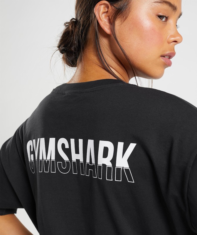 Gymshark Fraction Oversized T-Shirt T-Shirt Dames Zwart Wit | UGHR57810