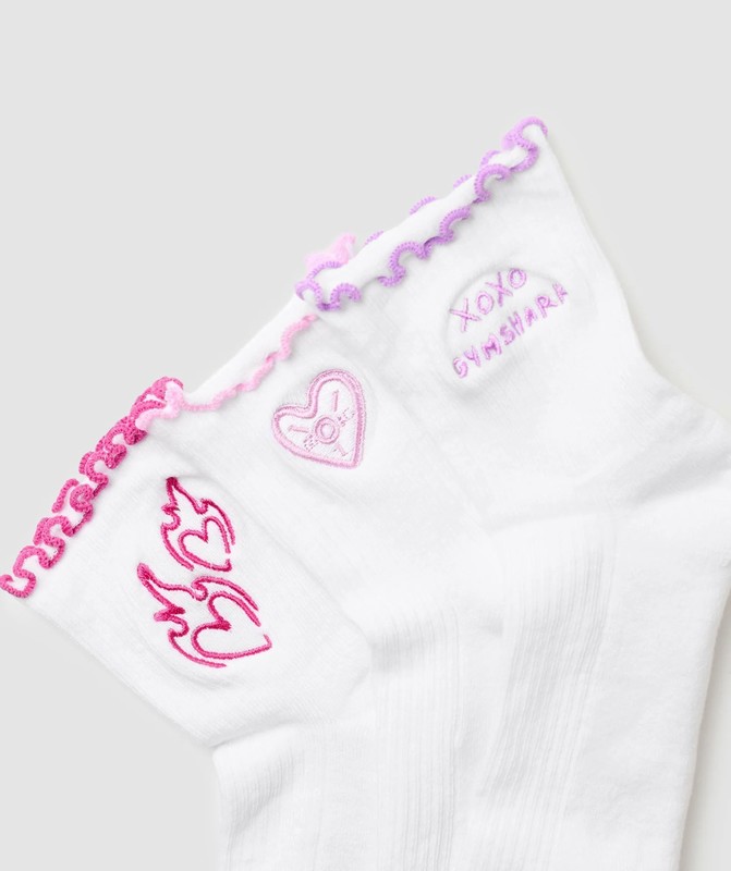 Gymshark Frill Midi Sock 3pk Sokken Heren Wit Roze Paars Roze | AVYT60839
