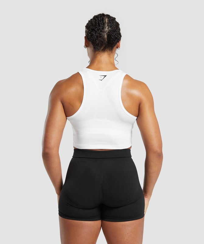 Gymshark Future Weightlifting Champ Crop Tank Tanktop Dames Wit | IESK46302
