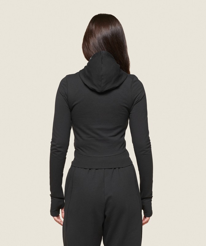 Gymshark GS x Leana Deeb Hooded Midi Top Top Dames Zwart | XHAJ84793