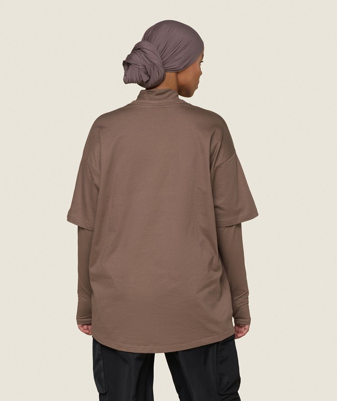 Gymshark GS x Leana Deeb Oversized Long Sleeve T-Shirt T-Shirt Dames Bruin | IKYS91583