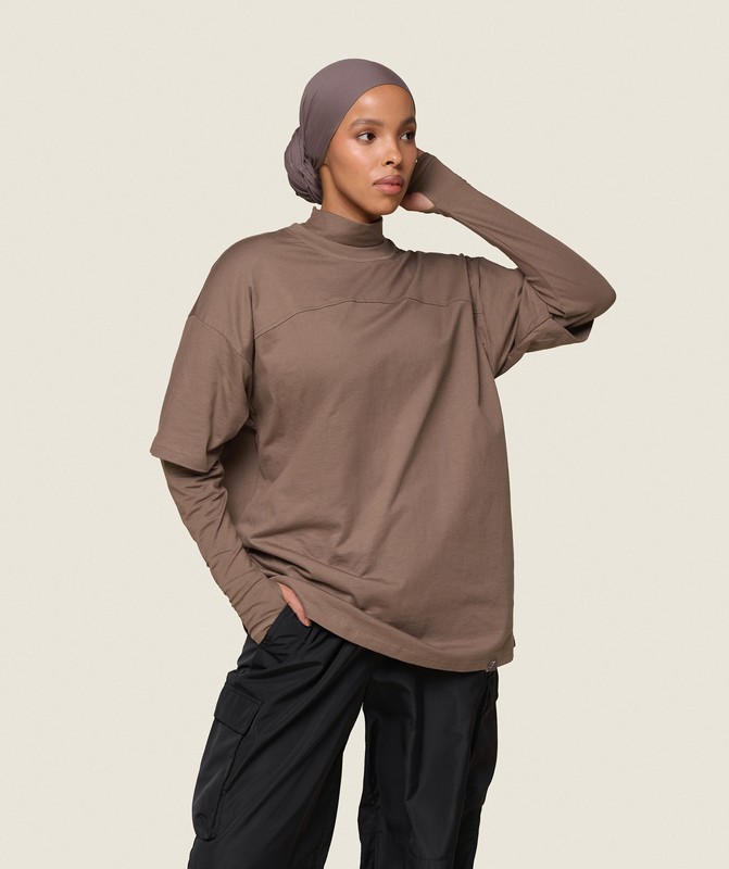 Gymshark GS x Leana Deeb Oversized Long Sleeve T-Shirt T-Shirt Dames Bruin | IKYS91583