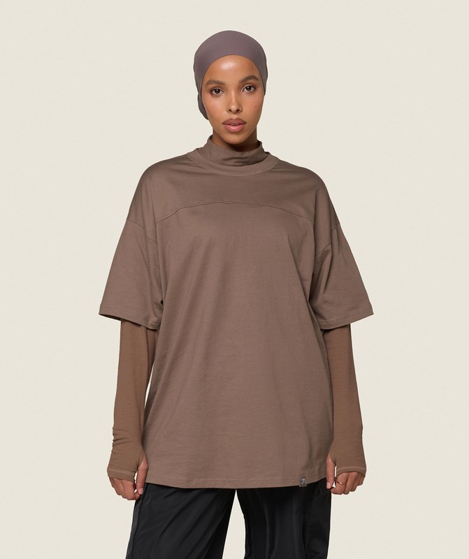 Gymshark GS x Leana Deeb Oversized Long Sleeve T-Shirt T-Shirt Dames Bruin | IKYS91583