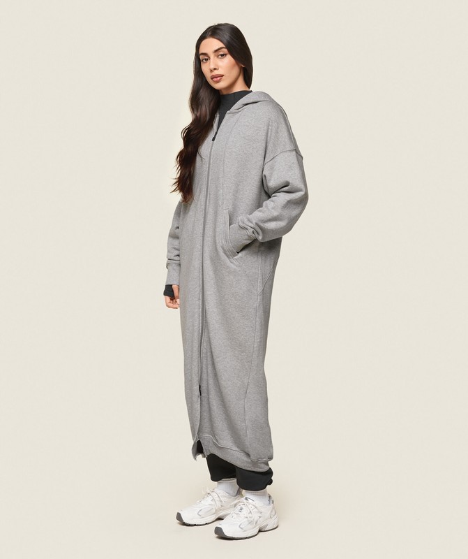 Gymshark GS x Leana Deeb Oversized Longline Zip Through Top Dames Lichtgrijs | SDLM71483