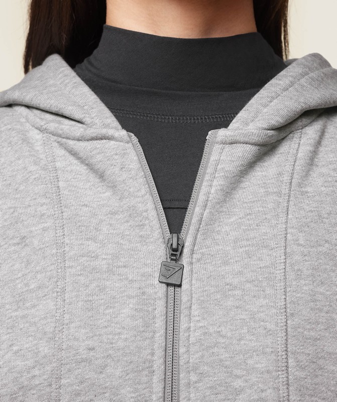 Gymshark GS x Leana Deeb Oversized Longline Zip Through Top Dames Lichtgrijs | SDLM71483