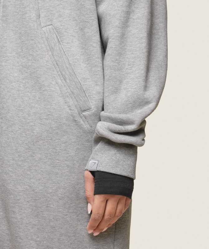 Gymshark GS x Leana Deeb Oversized Longline Zip Through Top Dames Lichtgrijs | SDLM71483