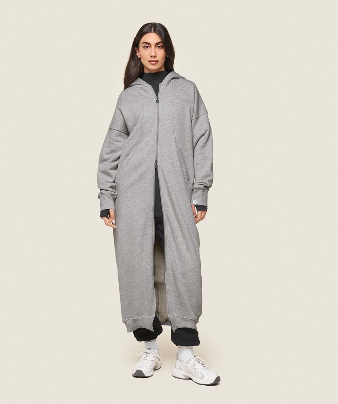 Gymshark GS x Leana Deeb Oversized Longline Zip Through Top Dames Lichtgrijs | SDLM71483