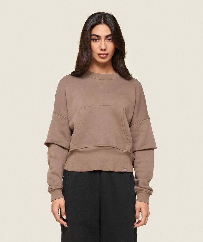 Gymshark GS x Leana Deeb Oversized Sweat Sweatshirts Dames Bruin | TDMY10639
