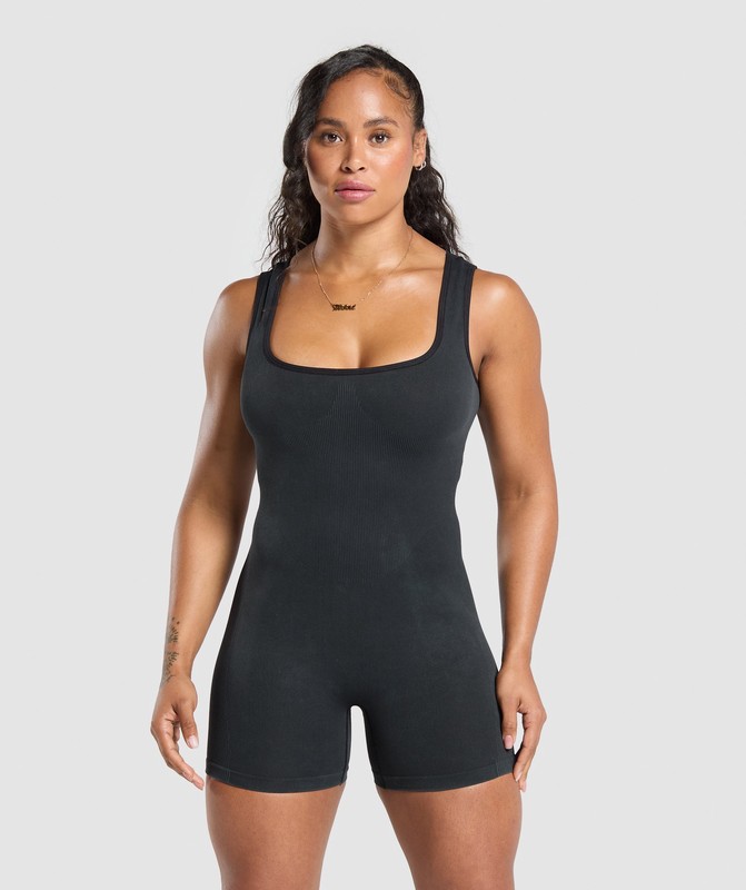 Gymshark Gains Seamless All-In-One All In One Dames Zwart | OGHX80412