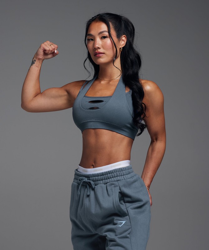 Gymshark Gains Seamless Bralette Bralettes Dames Titanium Blauw | LTDA35042