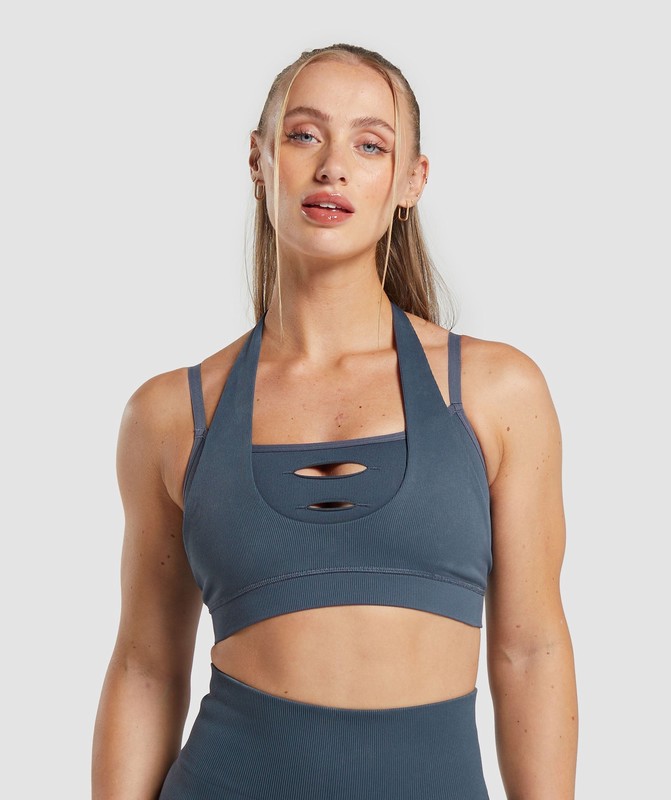 Gymshark Gains Seamless Bralette Bralettes Dames Titanium Blauw | LTDA35042
