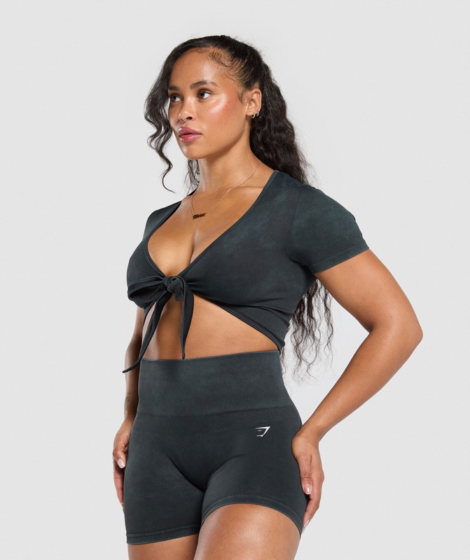 Gymshark Gains Seamless Crop Top Crop Top Dames Zwart | HXWM24307