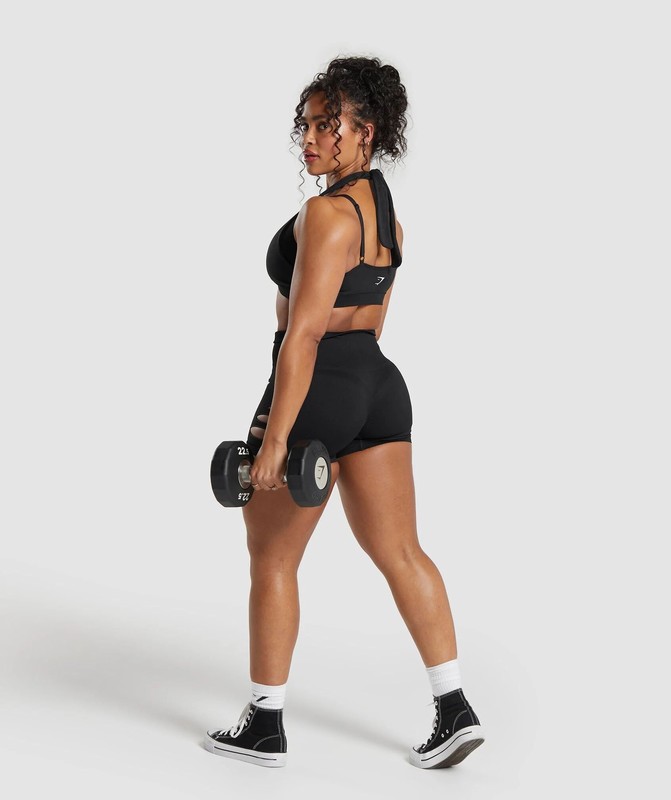 Gymshark Gains Seamless Ripped Short Korte Broek Dames Zwart | FSAG72014