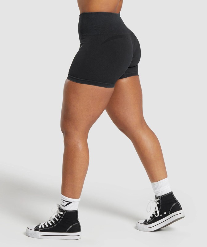 Gymshark Gains Seamless Short Korte Broek Dames Zwart | BARU67408